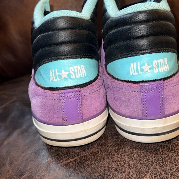 Converse Men’s Chuck Taylor Black, Purple, and Teal Leather Sneakers - Picture 3 of 12